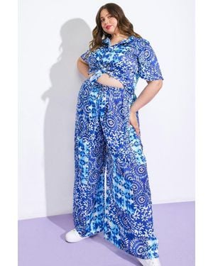 TRUEDAMES Beautiful Borders Woven Pants - Blue