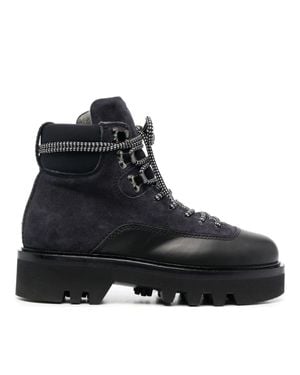 Furla Rita Rugged Hiking Leather Ankle Boots - Black