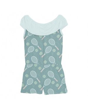 KICKEE Gril's Summer Romper - Blue