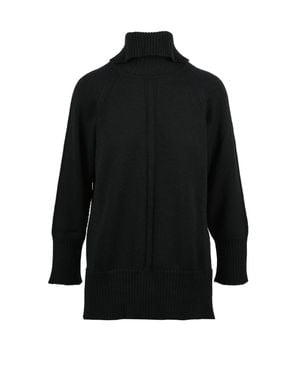 Alpha Studio Wool Turtleneck With High Ribbed Collar And Relaxed Fit - Black
