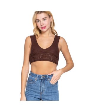 TRUEDAMES Textured Crop Sweater Tank Top - Blue