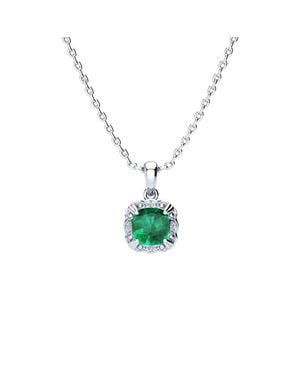 SuperJeweler 2 Carat Cushion Cut Gemstone And Diamond Necklace - Metallic