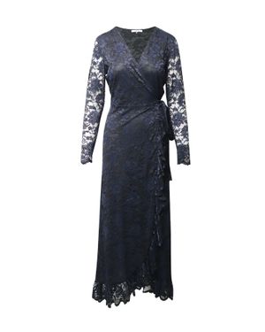 Ganni Flynn Ruffle Lace Wrap Dress - Blue