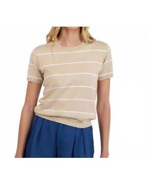 Bella Dahl Short Sleeve Crew Neck Knit Top - Blue