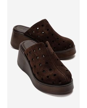 Forever & Always Shoes Nives Leather Wedge Sandal - Brown