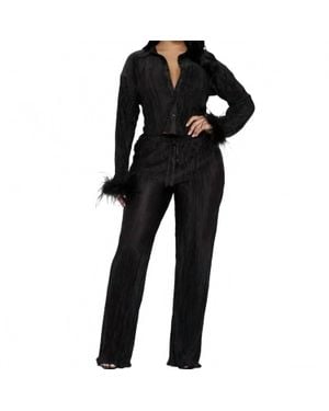 Fashion Nova Long Sleeve Collared Top - Black