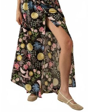 Promesa Fruit And Floral-Print Button-Front Maxi Skirt - Brown