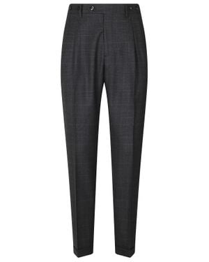 Berwich 2 Pinces Barber Virgin Wool Tailored Pants - Black