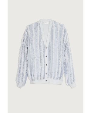 Zankov Wes Merino Wool Fringe Cardigan - Blue