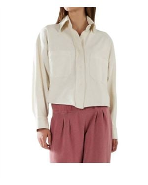 Les Tien Coopa Oversized Crop Button Up Shirt - Red