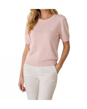 Vince Wool & Cashmere Blend Short Sleeve Sweater - Pink