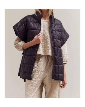 GRADE & GATHER High Neck Zip Up Quilting Padded Vest - Gray