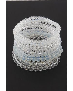 Fashnzfab Pastel Crystal Beaded Bracelet - Gray