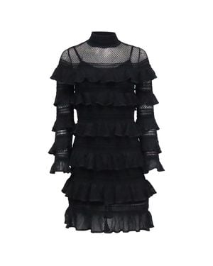 Zimmermann Zimmerman Crush High Neck Frilled Mini Dress - Black