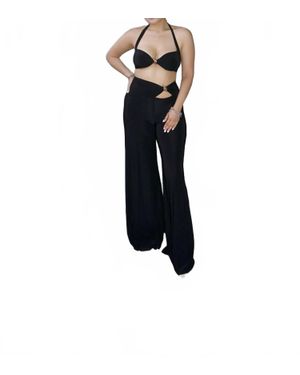Codigo Luna High-Waisted Wide Leg Pant Set - Black