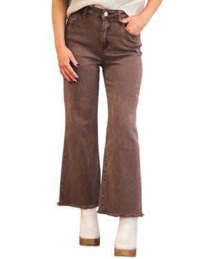 Zenana Zuri High Waisted Bootcut Jeans - Brown
