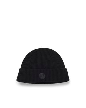 BOSS Wool-Cashmere Beanie Hat With Double B Monogram - Black