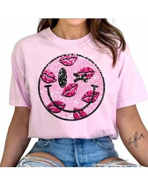 Gildan Smiley Kiss Tee - Pink