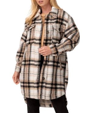 Urban Daizy Long Checked Shirt-Jacket - Gray