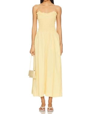SWF Ruffled Bodice Midi Dress - Yellow