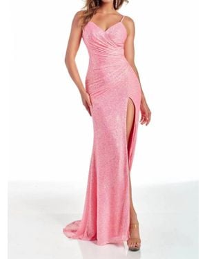 Alyce Paris Sequin Evening Gown With High Slit - Pink