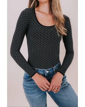 Free People Love Letter Long Sleeve Top - Black