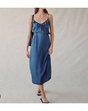 Bella Dahl Ruffle Midi Dress - Blue