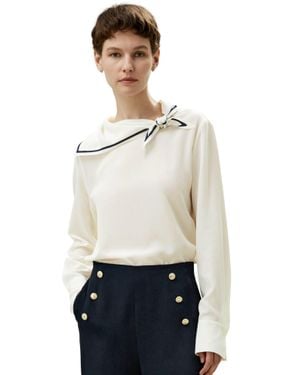 LILYSILK Nautical Collar Silk Shirt For - White