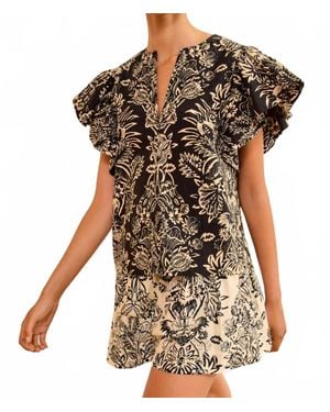Ulla Johnson Severine Flutter Sleeve Top - Black