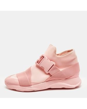 Christopher Kane Leather And Neoprene Safety Buckle Sneakers - Pink
