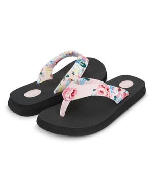 FLOOPI Isabella Yoga Mat Floral Flip Flop - Black