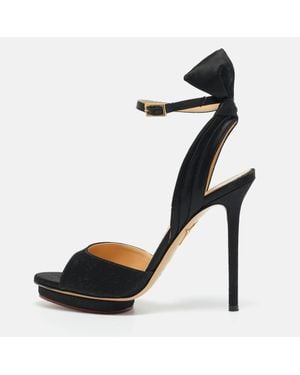 Charlotte Olympia Satin Wallace Ankle Strap Sandals - Black