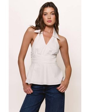 Hutch Colbie Collared Halter Peplum Tank - White