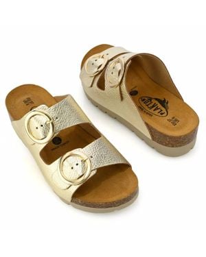 Plakton Cora Slide-On Dual Strap Adjustable Sandals - Metallic