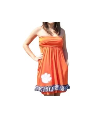 Livy Lu Clemson College Logo Tube Dress - Orange