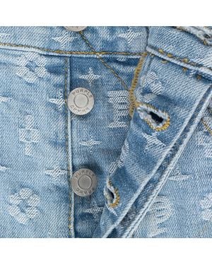 Purple Brand Paint Over Light Bleach Jacquard Monogram Shorts - Blue