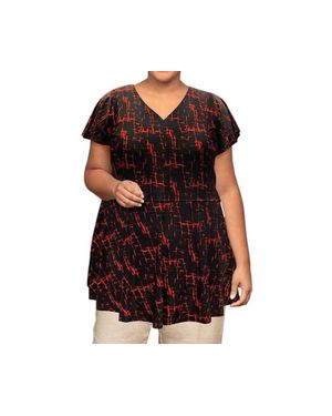 On The Plus Side Short Sleeve Baby Doll Top - Black