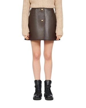 Ferragamo A Line Leather Mini Skirt - Brown