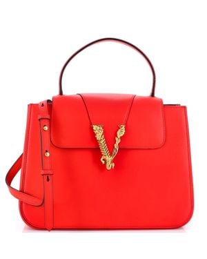 Versace Virtus Top Handle Bag Leather Medium - Red