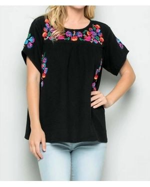See And Be Seen On The Border Embroidered Top - Black