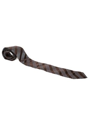 Lanvin And Diagonal Striped Silk Tie - Brown