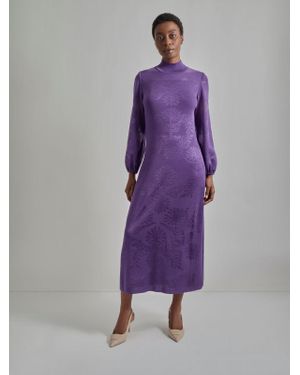 Misook A-Line Jacquard Knit Midi Dress - Purple
