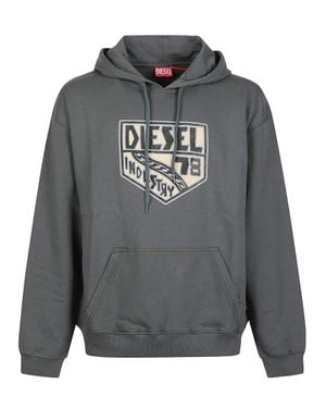 DIESEL S-Box T-Aa4 Relaxed-Fit Vintage Graphic Hoodie - Gray