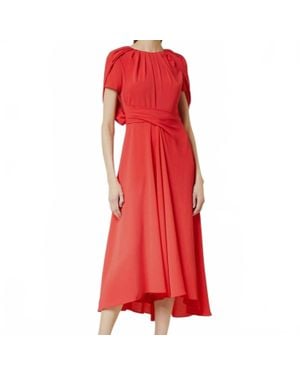 Talbot Runhof Stretch Crespina Midi Dress - Red
