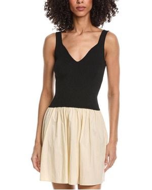 Elan Contrast V Neck Mini Dress - Black