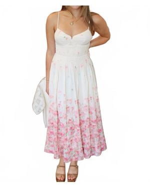 Astr Bellora Floral Pintuck Midi Dress - Pink