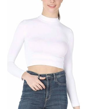 Nikibiki Mock Neck Crop Top - White