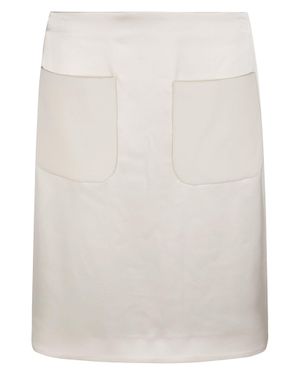 Courreges Two Pockets Satin Pencil Mini Skirt - White