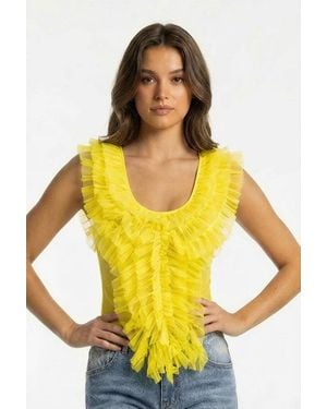 TRUEDAMES Fairytale Ruffle Cascade Tank - Yellow