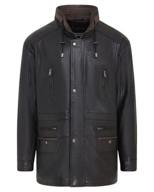 Infinity Leather Soft Italian Leather Parka Coat-Winnipeg - Black